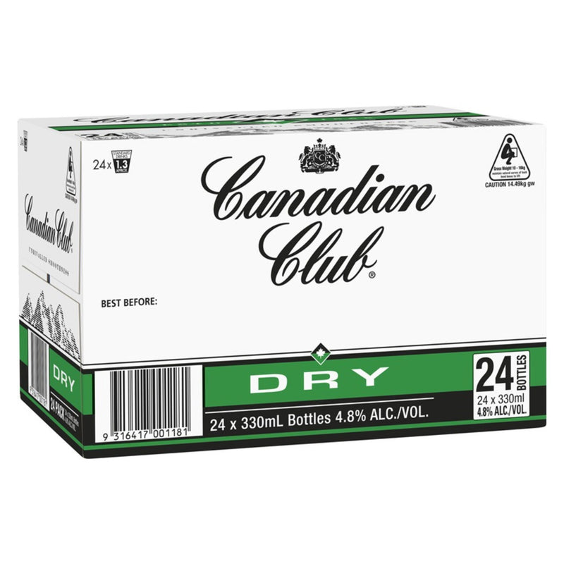 Canadian Club & Dry Bottles 330ml 24 Pack