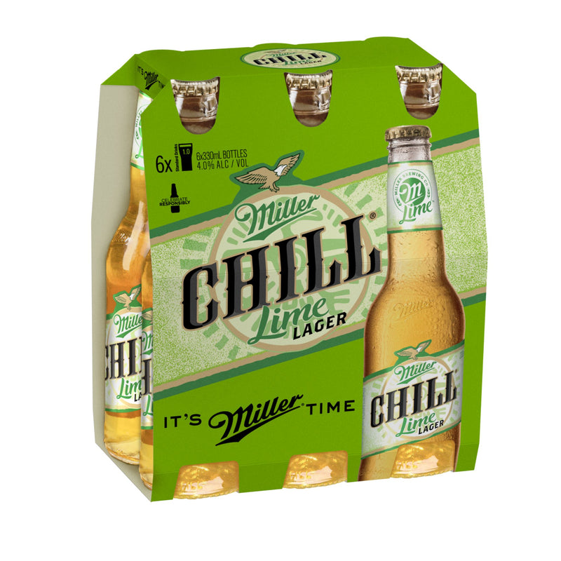Miller Chill Lime Lager Bottle 330ml 6pk