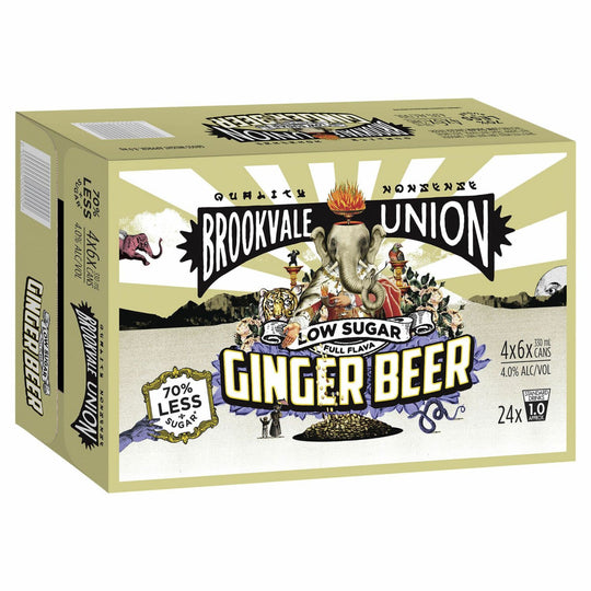 Brookvale Union Ginger Beer Low Sugar Can 24pk