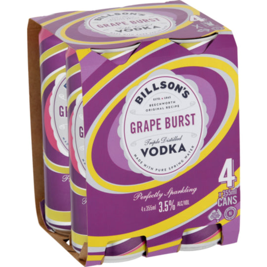 Billson's Grape Burst Vodka 355ml 4pk