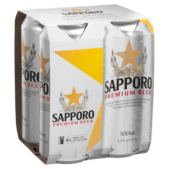 Sapporo Premium Can 500ml 4pk