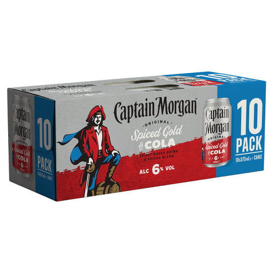 Captain Morgan Rum and Cola 6% Can 375ml 10pk