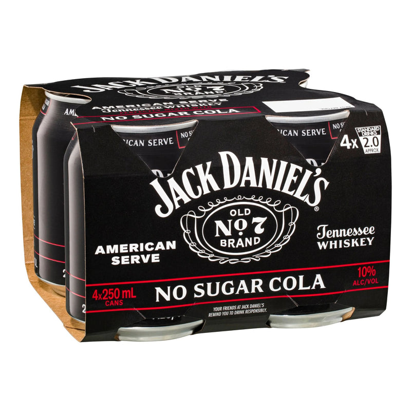 Jack Daniels No Sugar Can 375ml 4pk