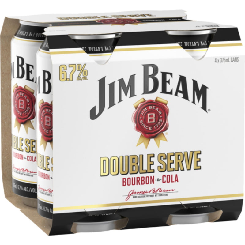 Jim Beam White Double Serve 375ml 4pk