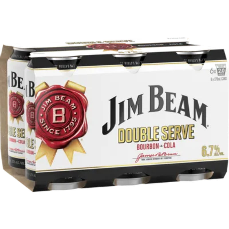 Jim Beam White Double Serve 375ml 6pk