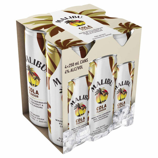 Malibu Caribbean Rum & Cola 250ml 4pk