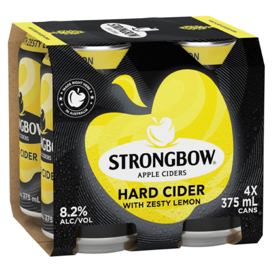 Strongbow Hard Lemon Cider Can 8.2% 375ml 4pk