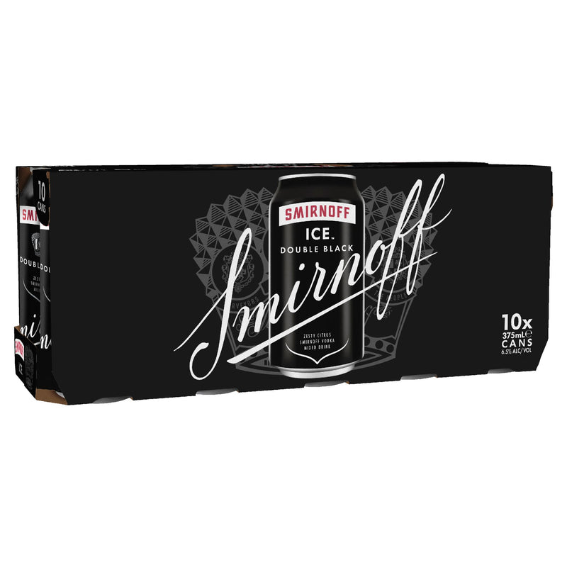 Smirnoff Double Black Can 375ml 10pk