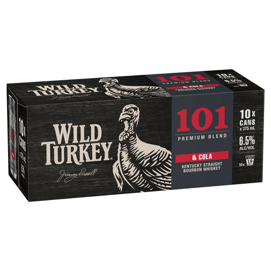 Wild Turkey 101 Bourbon & Cola 6.5% Can 375ml 10pk