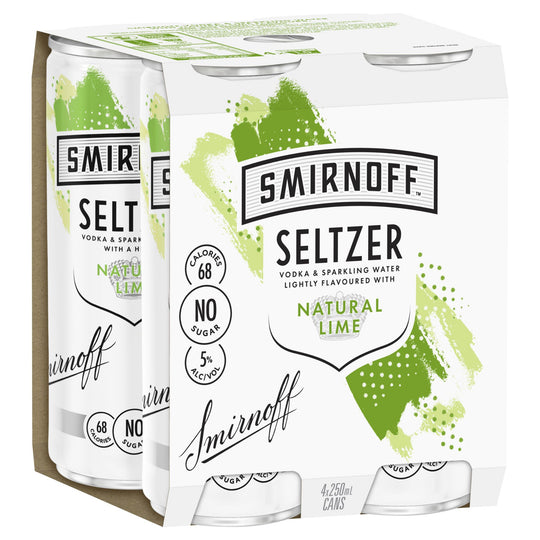 Smirnoff Seltzer Lime 250ml 4pk