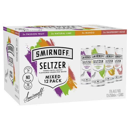 Smirnoff Seltzer Mixed 250ml 12pk