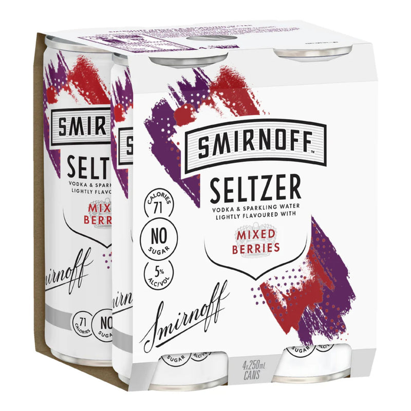 Smirnoff Seltzer Berry 250ml 4pk