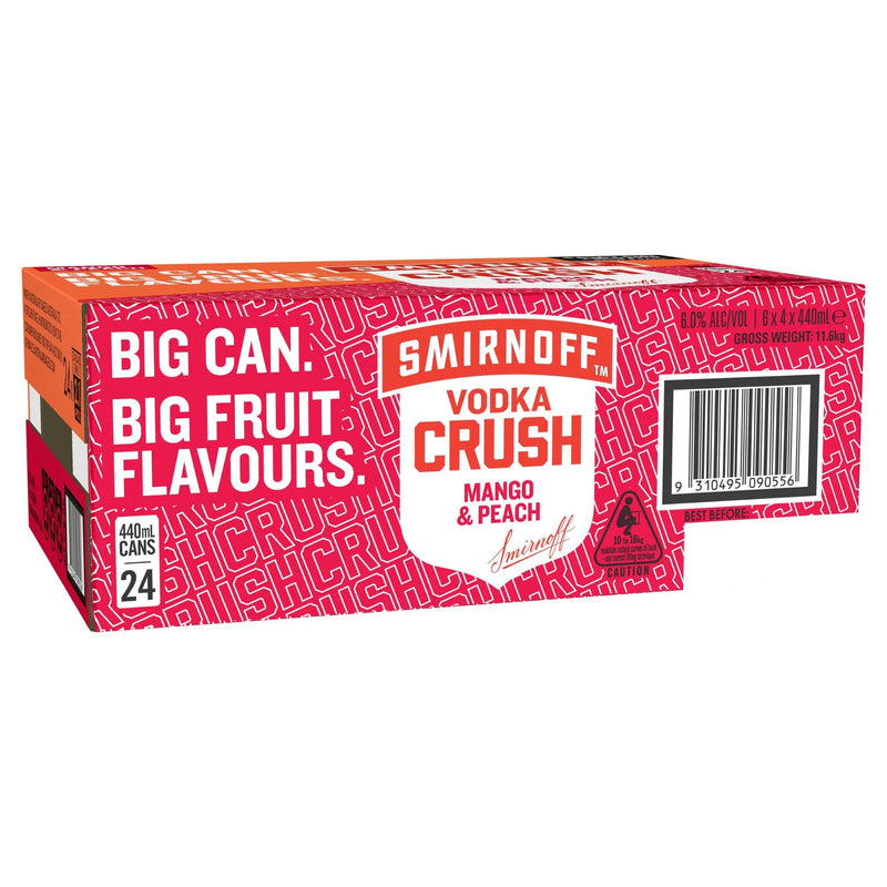 Smirnoff Crush Zero Sugar Mango Peach Can 24pk