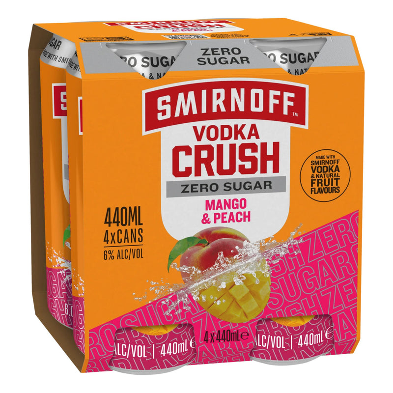 Smirnoff Crush Zero Sugar Mango Peach Can