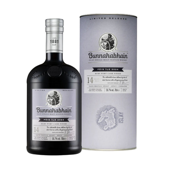 Bunnahabhain Feis Ile 2024 14 Year Old Ruby Port Cask Finish Single Malt Scotch Whisky