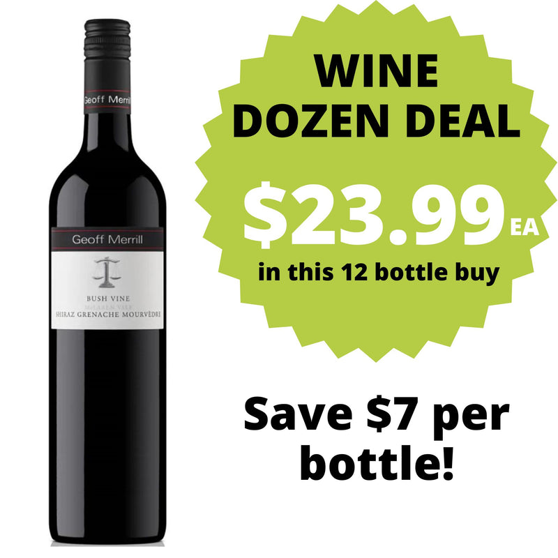 Geoff Merrill Bush Vine Shiraz Grenache Mourvedre DOZEN DEAL