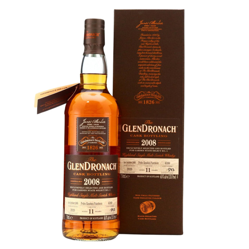 Glendronach 2008 Single Cask No.4189 Pedro Ximenez Puncheon 11 Year Old Single Malt Scotch Whisky