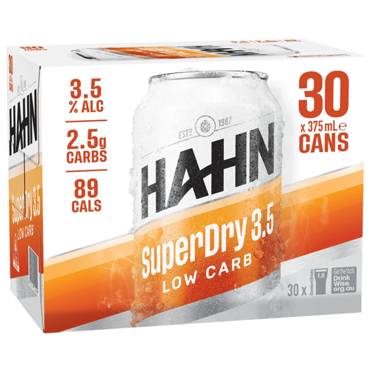 Hahn Super Dry 3.5% Low Carb Can 375ml 30pk