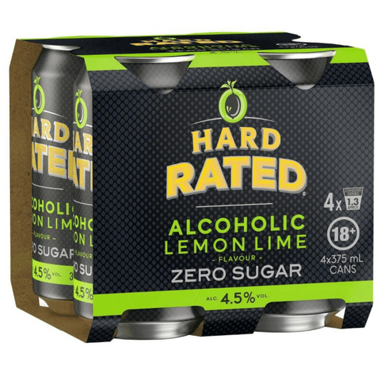 Hard Rated Zero Sugar Lemon Lime Can 375ml 4pk
