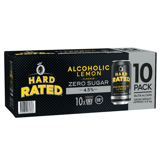 Hard Rated Zero Sugar Lemon Can 375ml 10pk