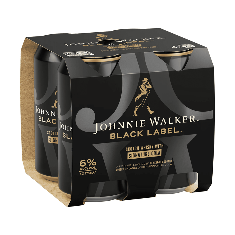 Johnnie Walker Black Label Cola 6% 4PK Cans 375ml