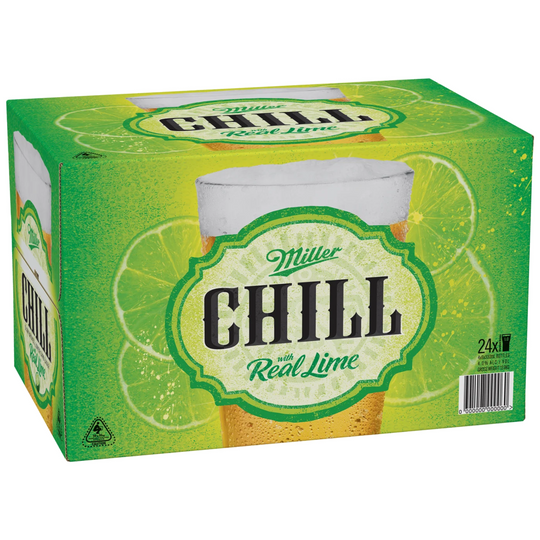 Miller Chill Lime Lager Bottle 330ml 24pk