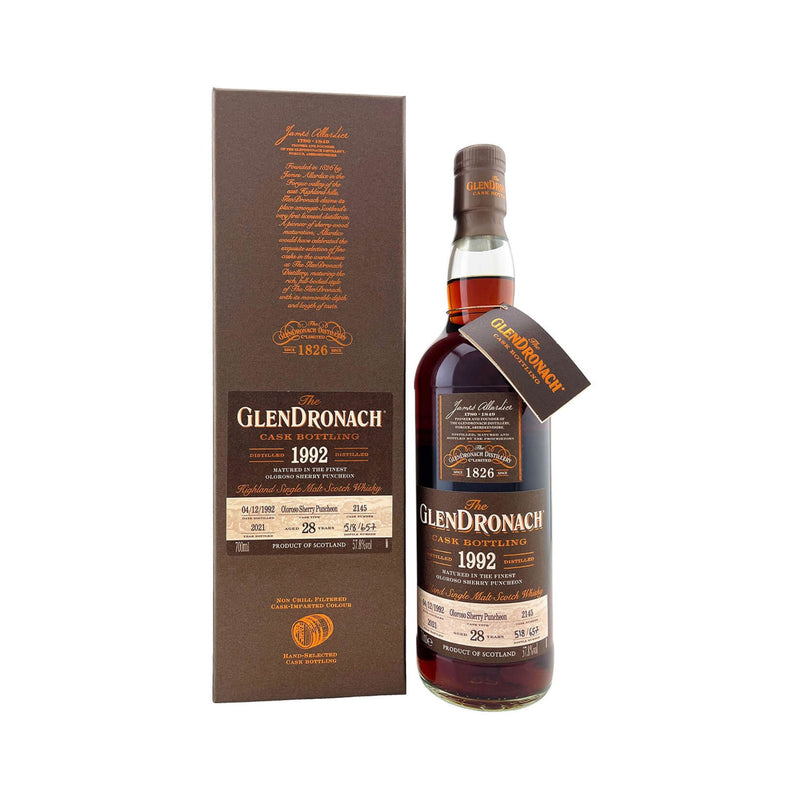 Glendronach 1992 Single Cask No.2145 Oloroso Sherry Puncheon 28 Year Old Single Malt Scotch Whisky