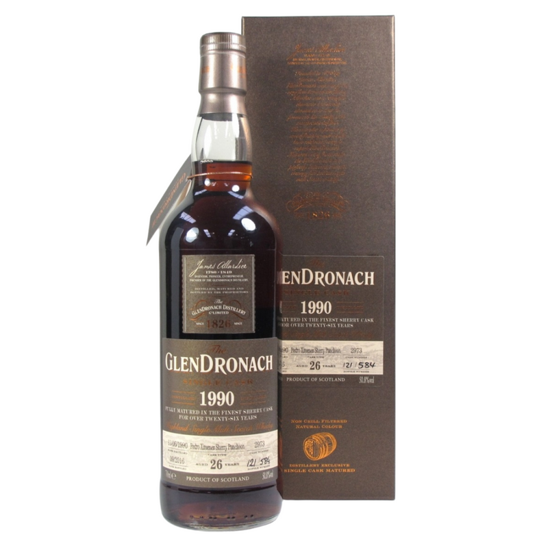Glendronach 1990 Single Cask No.2973 Pedro Ximenez Sherry Puncheon 26 Year Old Single Malt Scotch Whisky