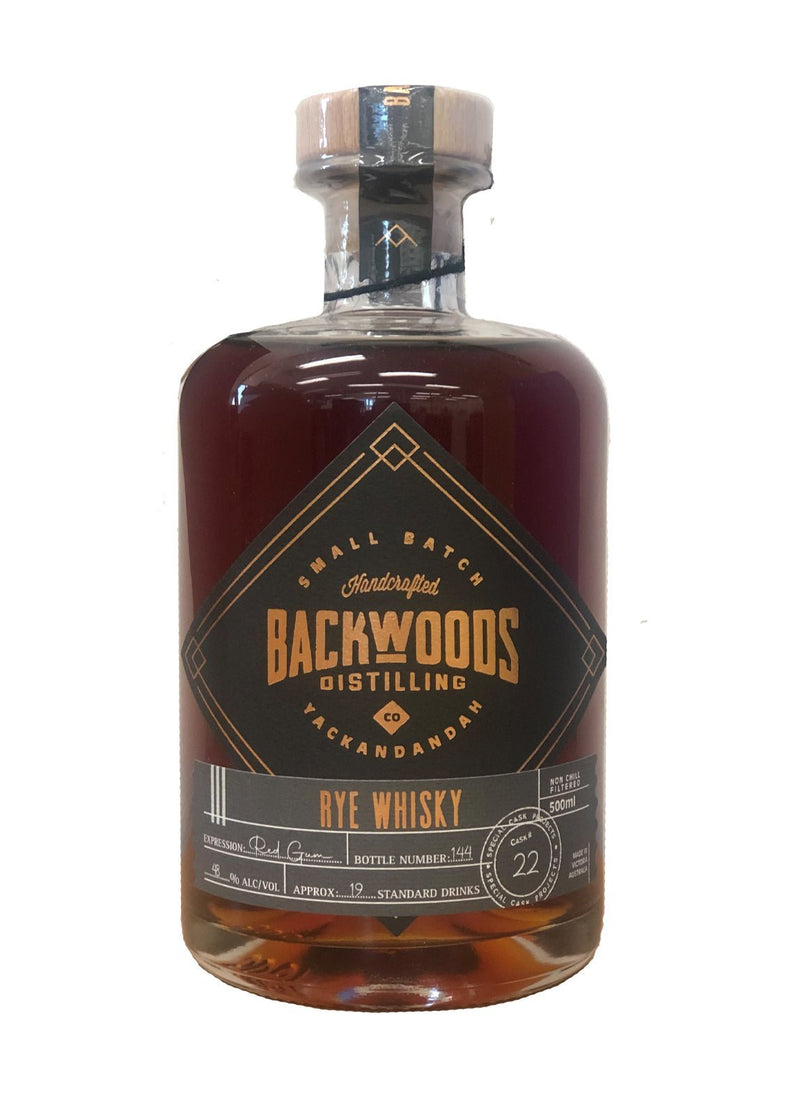 Backwoods Rye Whisky Red Gum cask 46% 500ml